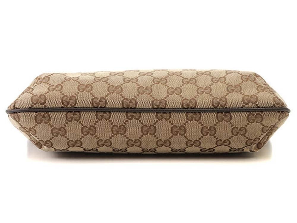 Gucci GG Shoulder Bag Beige Cream Canvas Calfskin - Picture 3 of 9